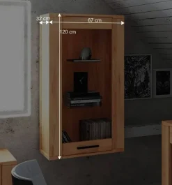 Wohnen Vitrinen<Massivholz Wandvitrine Mosniak aus Kernbuche geölt