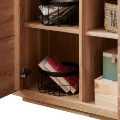 Wohnen Wohnwände<Massivholz Wohnwand aus Wildeiche - Embleys (vierteilig)