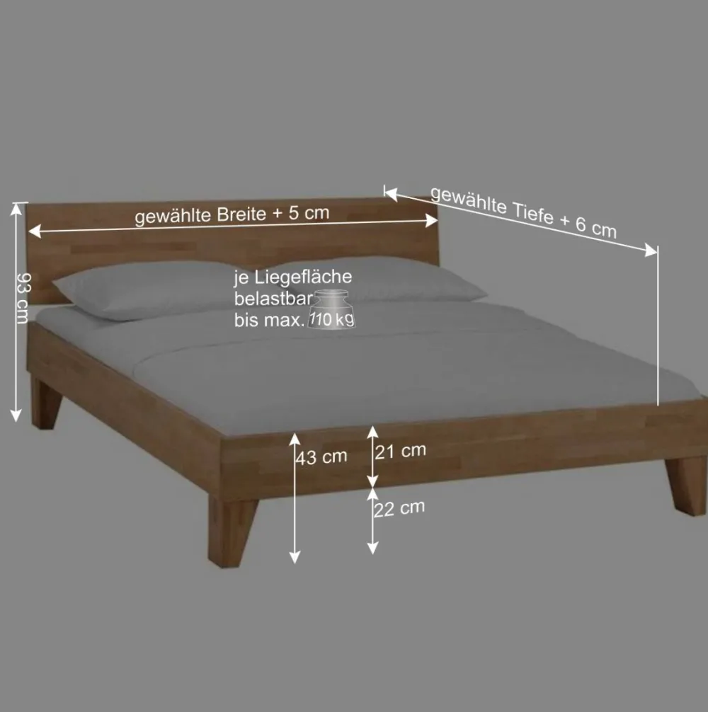 Wohnen Betten<Massivholzbett Tuner z.B. als Doppelbett 180x200cm