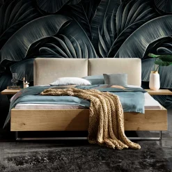 Wohnen Betten<Material Mix Doppelbett und Nachttischen - Kaldes (dreiteilig)