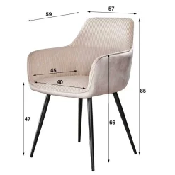 Wohnen Stühle<Materialmix Polsterstuhl in Creme - Garfio (2er Set)
