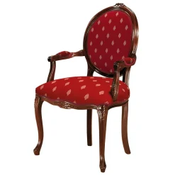 Wohnen Stühle<Medaillonstuhl mit Armlehnen in Nussbaum & Rot - Adagiona