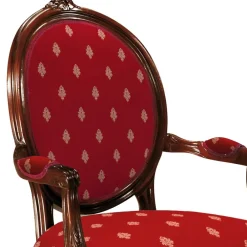 Wohnen Stühle<Medaillonstuhl mit Armlehnen in Nussbaum & Rot - Adagiona