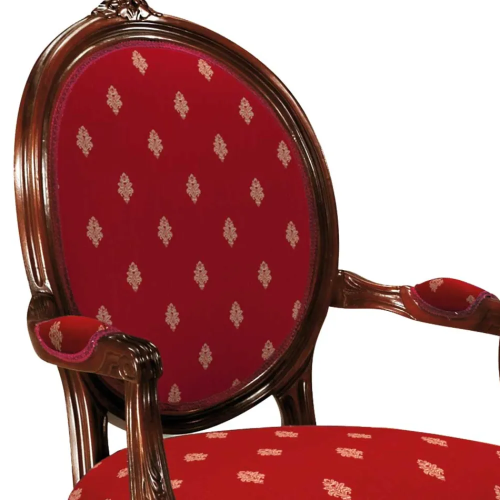 Wohnen Stühle<Medaillonstuhl mit Armlehnen in Nussbaum & Rot - Adagiona