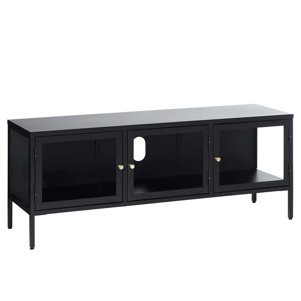 Wohnen Tv & Hifi-Möbel|Lowboards<Metall Lowboard Vitrine in Schwarz - Feliz