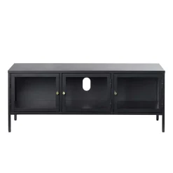 Wohnen Tv & Hifi-Möbel|Lowboards<Metall Lowboard Vitrine in Schwarz - Feliz