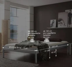 Wohnen Betten<Metallbett Violetta in Überlänge