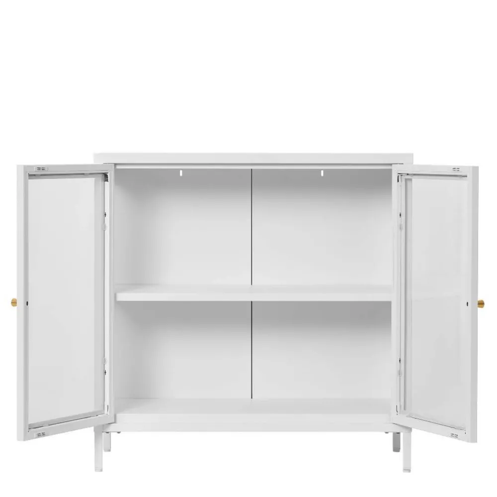 Wohnen Vitrinen<Metall-Vitrinen-Kommode in Weiß - Lititia