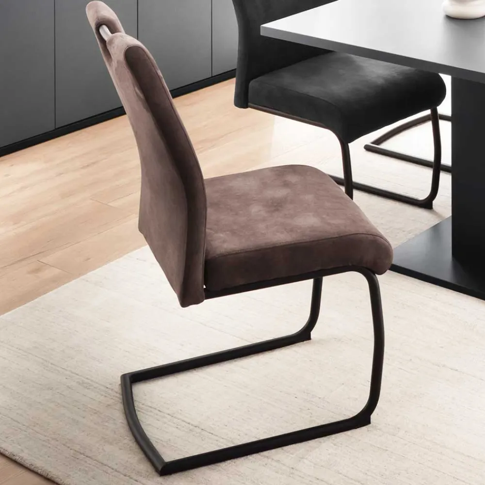 Wohnen Sessel<Microfaser Freischwinger in Beige - Unicat (2er Set)