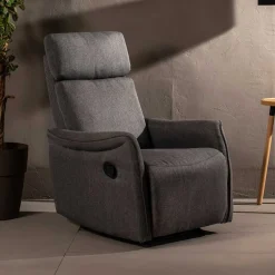 Wohnen Sessel<Microfaser TV Relaxsessel in Dunkelgrau - Vergoma