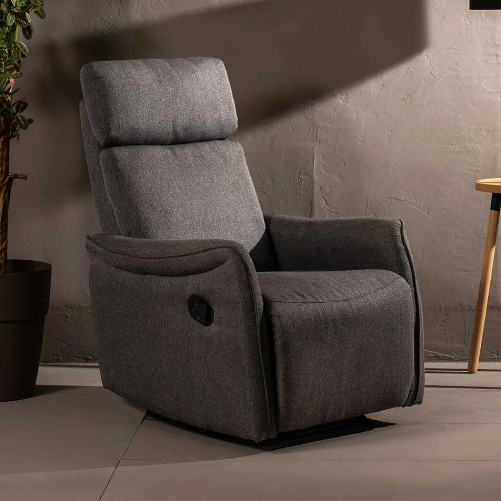Wohnen Sessel<Microfaser TV Relaxsessel in Dunkelgrau - Vergoma