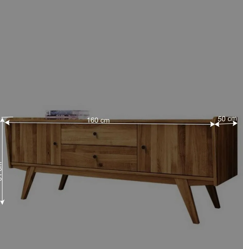 Wohnen Tv & Hifi-Möbel|Lowboards<Mid Century Lowboard aus Wildeiche Massivholz - Hardus
