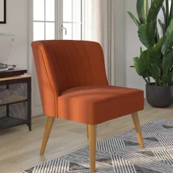 Wohnen Sessel<Mid Century Polstersessel in Ziegelrot und Natur - Elhan