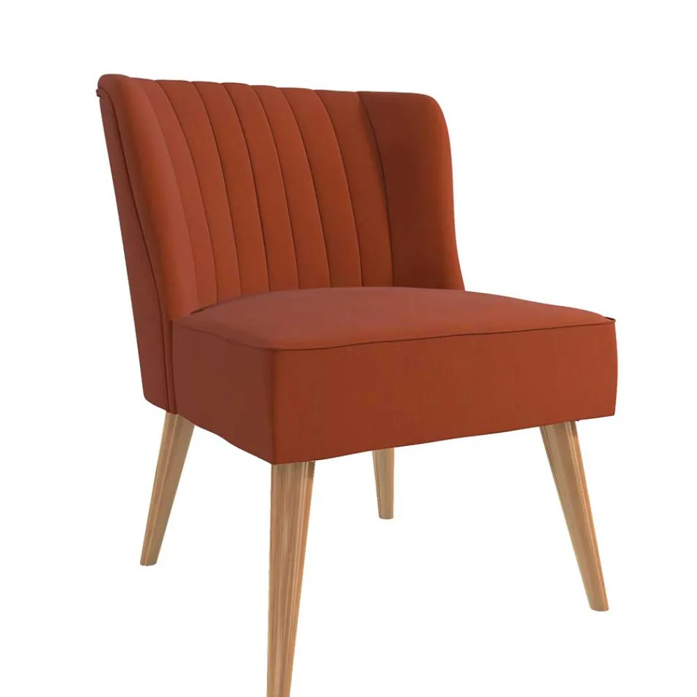 Wohnen Sessel<Mid Century Polstersessel in Ziegelrot und Natur - Elhan
