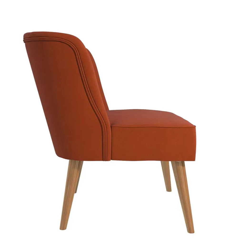 Wohnen Sessel<Mid Century Polstersessel in Ziegelrot und Natur - Elhan