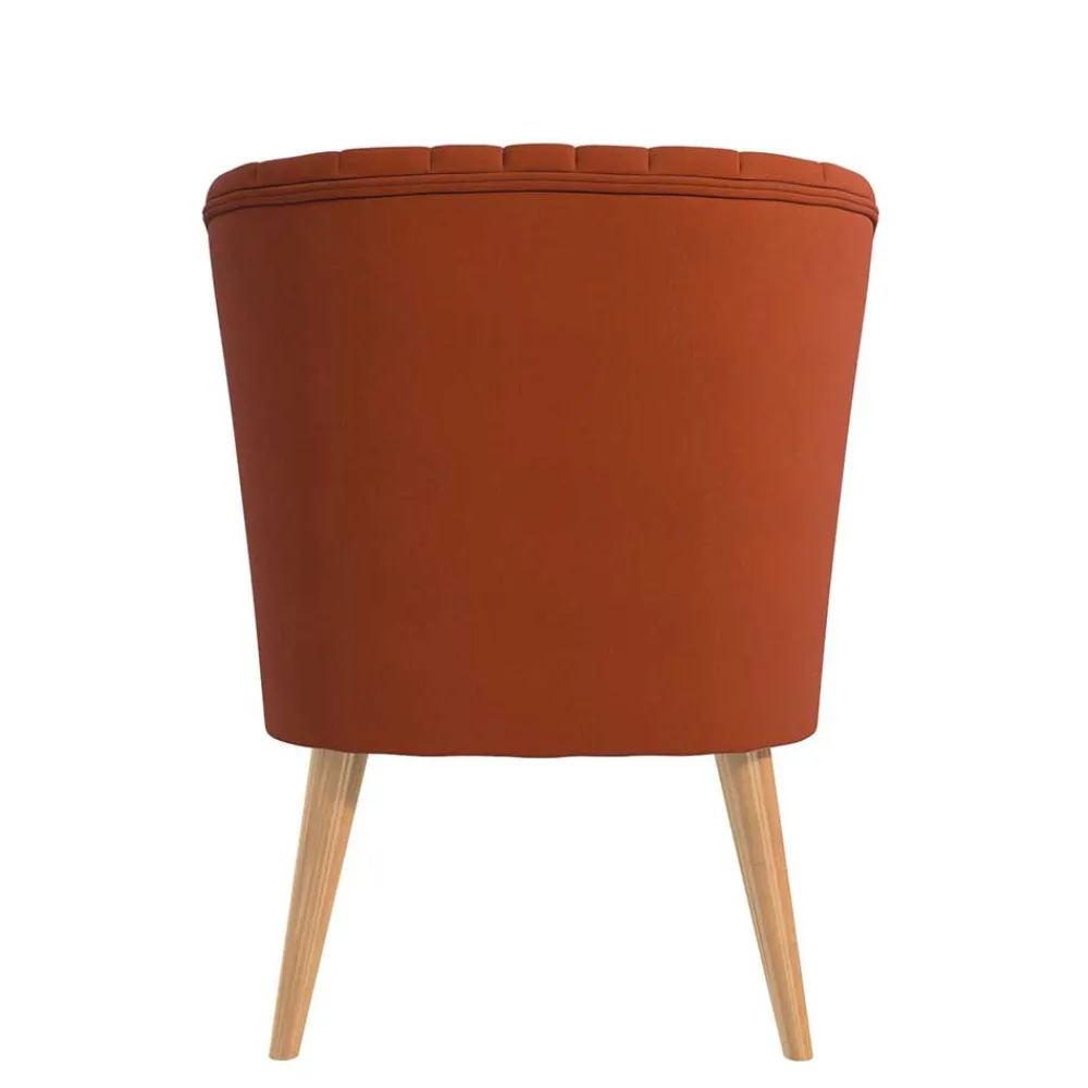 Wohnen Sessel<Mid Century Polstersessel in Ziegelrot und Natur - Elhan