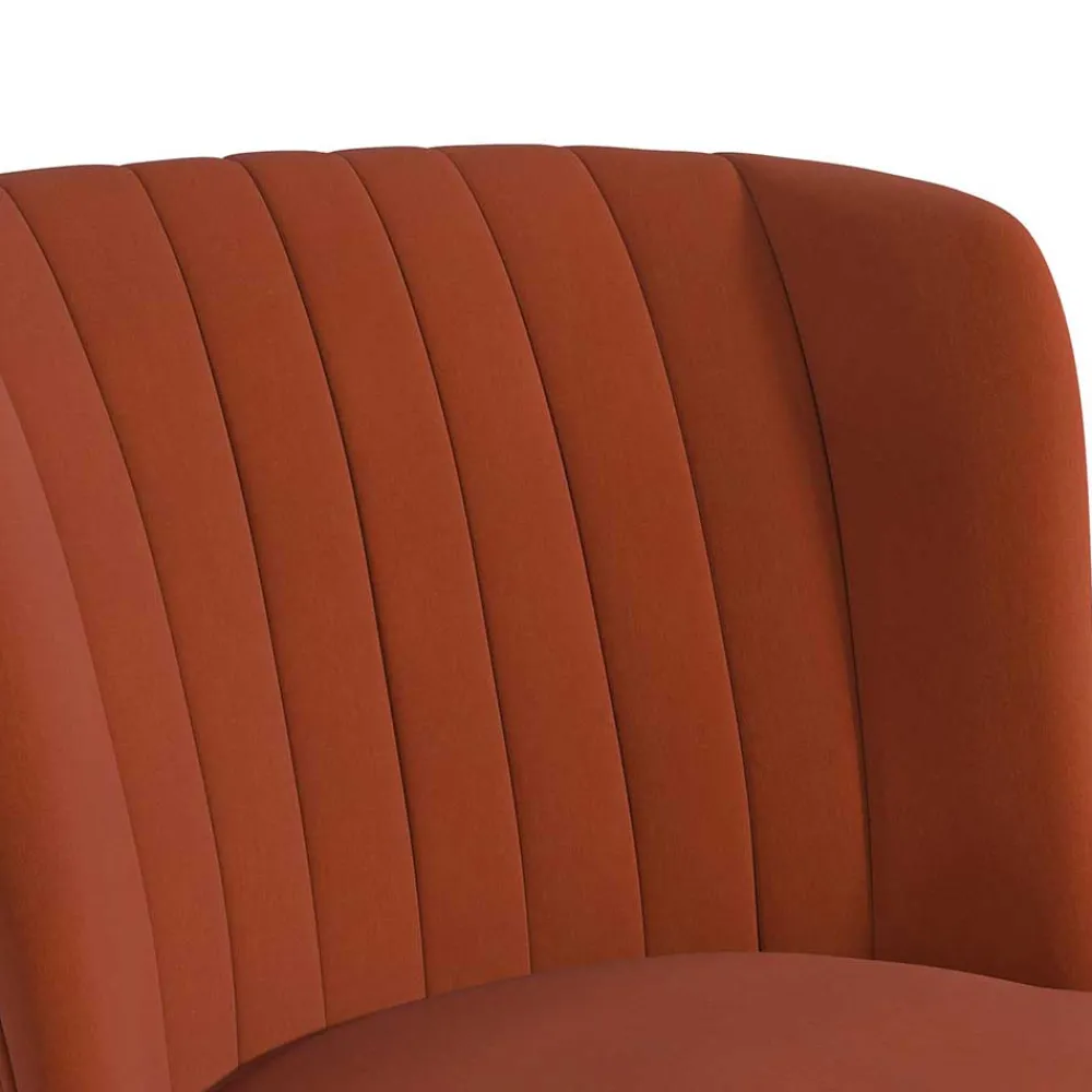 Wohnen Sessel<Mid Century Polstersessel in Ziegelrot und Natur - Elhan