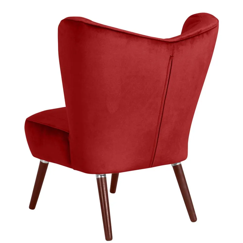 Wohnen Sessel<Mid Century Sessel in Ziegelrot Samtvelours - Klimaca