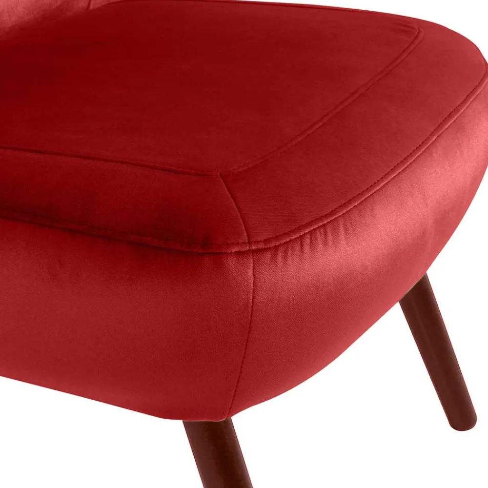 Wohnen Sessel<Mid Century Sessel in Ziegelrot Samtvelours - Klimaca