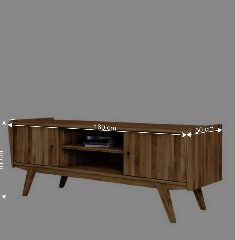 Wohnen Tv & Hifi-Möbel|Lowboards<Mid Century TV Lowboard aus Wildeiche massiv - Hardus