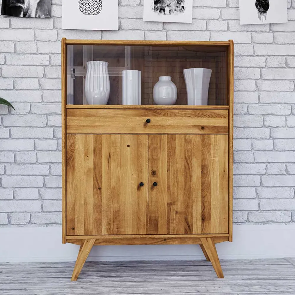 Wohnen Highboards|Vitrinen<Mid Century Wildeiche Schrank geölt - Hardus I