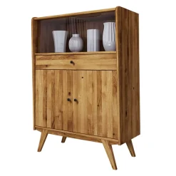 Wohnen Highboards|Vitrinen<Mid Century Wildeiche Schrank geölt - Hardus I