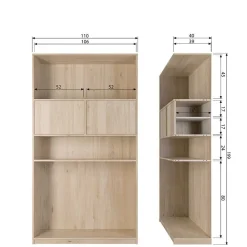 Wohnen Wohnwände<Minimalistische Wohnwand in Eiche - Ewana (sechsteilig)
