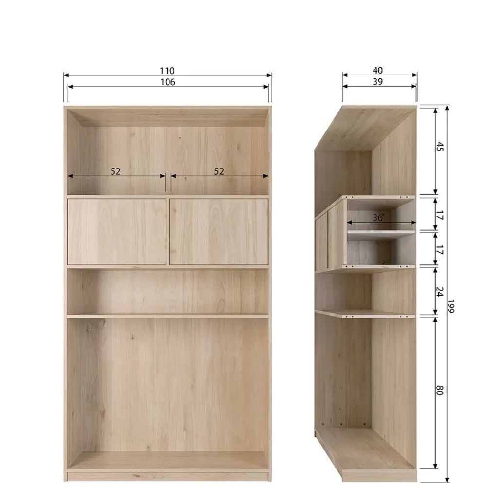 Wohnen Wohnwände<Minimalistische Wohnwand in Eiche - Ewana (sechsteilig)