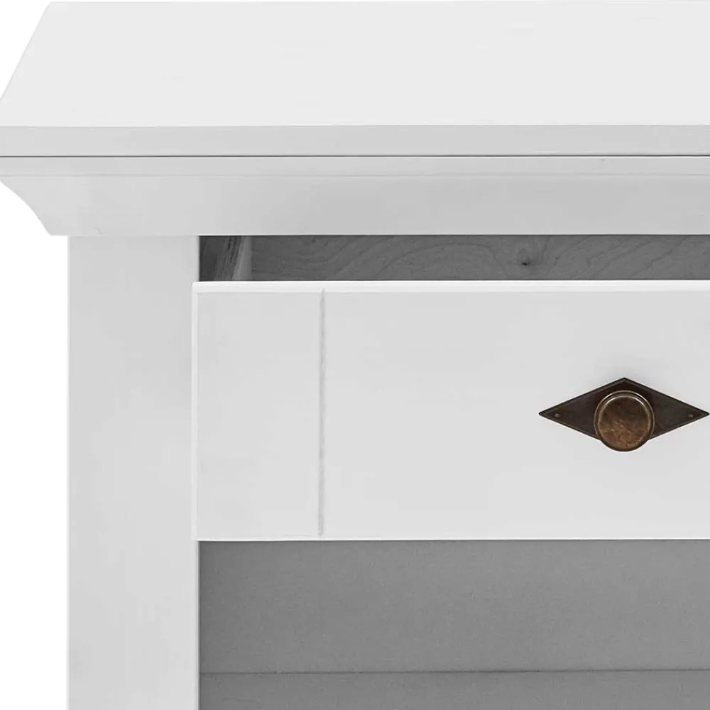 Wohnen Betten<Modern Country Bett in Weiß mit Bernstein - Chako