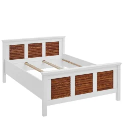 Wohnen Betten<Modern Country Bett in Weiß mit Bernstein - Chako