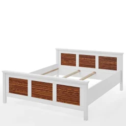 Wohnen Betten<Modern Country Bett in Weiß mit Bernstein - Chako