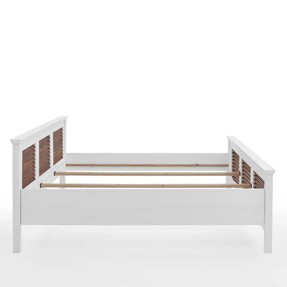Wohnen Betten<Modern Country Bett in Weiß mit Bernstein - Chako