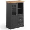 Wohnen Highboards|Vitrinen<Modern Country Highboard in Grau & Kiefer - Eromsia