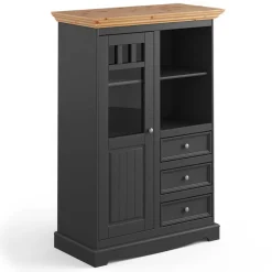 Wohnen Highboards|Vitrinen<Modern Country Highboard in Grau & Kiefer - Eromsia