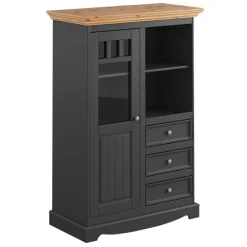 Wohnen Highboards|Vitrinen<Modern Country Highboard in Grau & Kiefer - Eromsia