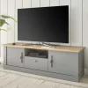 Wohnen Tv & Hifi-Möbel|Lowboards<Modern Country TV Board in Lichtgrau & Eiche - Buleta