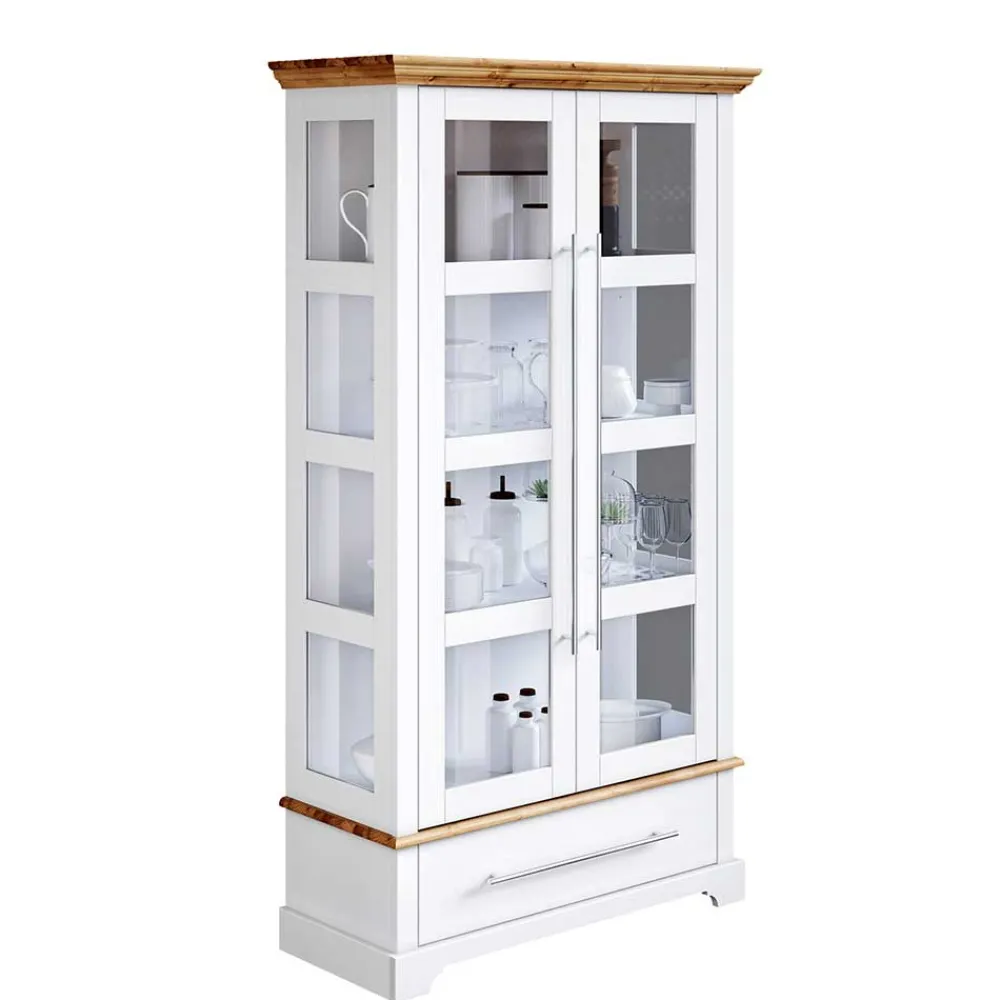 Wohnen Vitrinen<Modern Country Vitrinenschrank zweifarbig - Eyzaco
