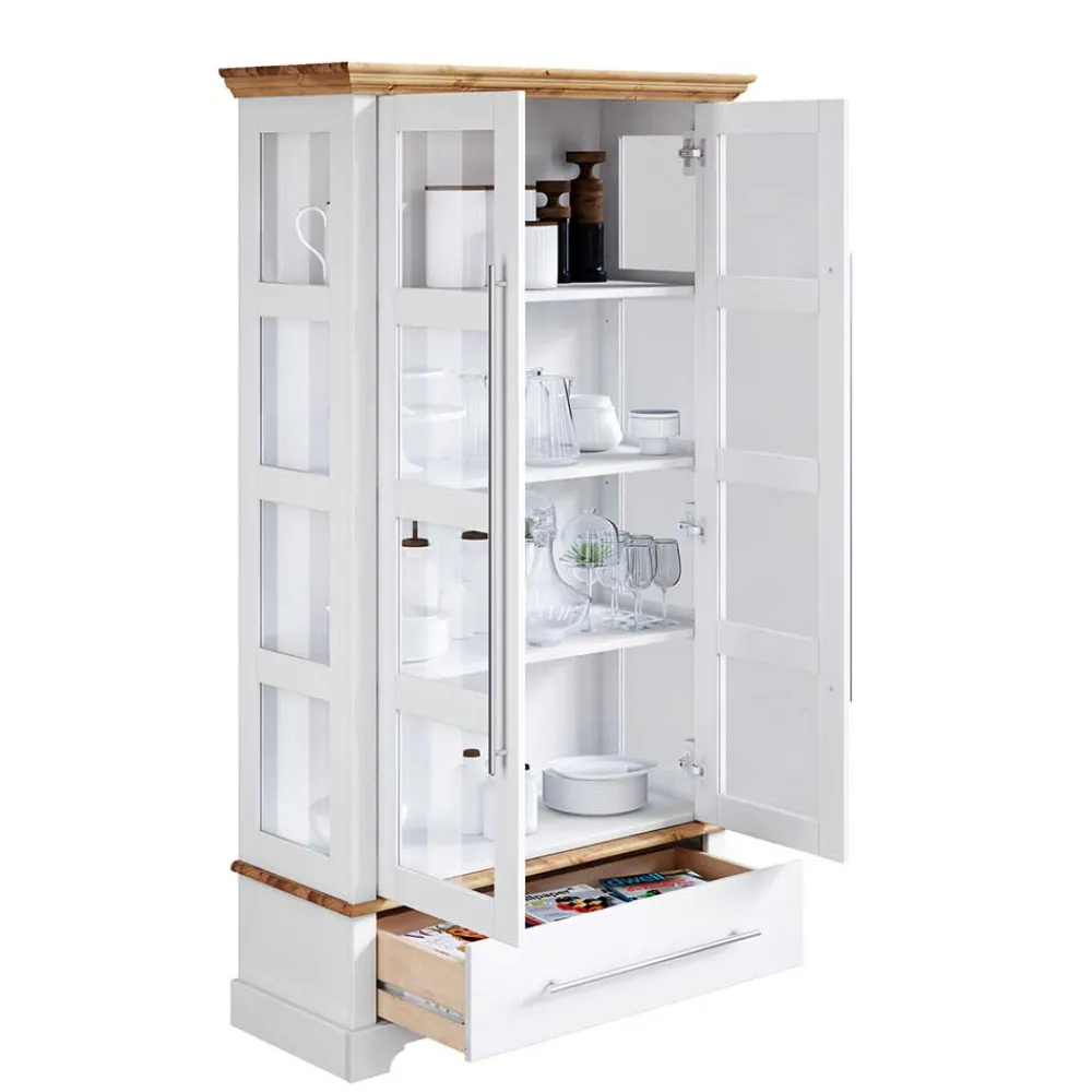 Wohnen Vitrinen<Modern Country Vitrinenschrank zweifarbig - Eyzaco