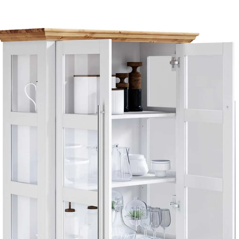 Wohnen Vitrinen<Modern Country Vitrinenschrank zweifarbig - Eyzaco
