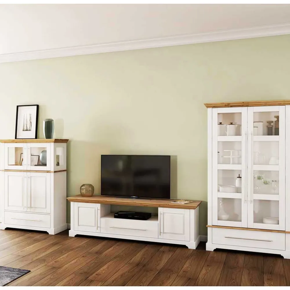 Wohnen Vitrinen<Modern Country Vitrinenschrank zweifarbig - Eyzaco