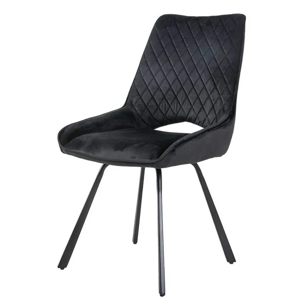 Wohnen Stühle<Moderne Samtstühle in Schwarz - Celloma (2er Set)