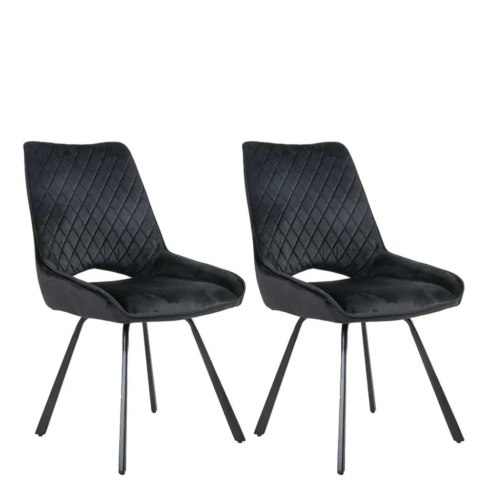 Wohnen Stühle<Moderne Samtstühle in Schwarz - Celloma (2er Set)