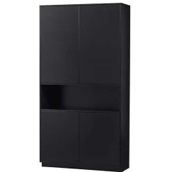 Wohnen Wohnwände<Moderne Schrankwand in Schwarz - Niwidus (fünfteilig)