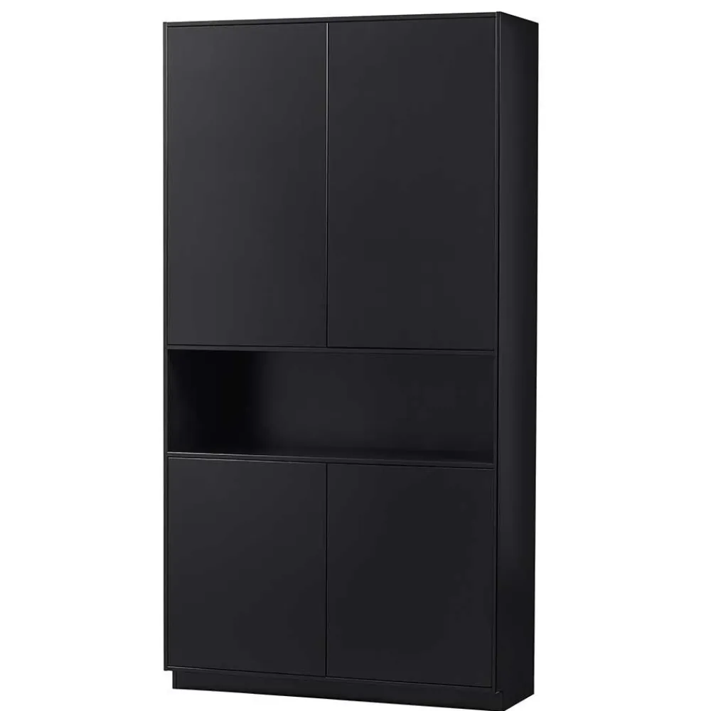 Wohnen Wohnwände<Moderne Schrankwand in Schwarz - Niwidus (fünfteilig)