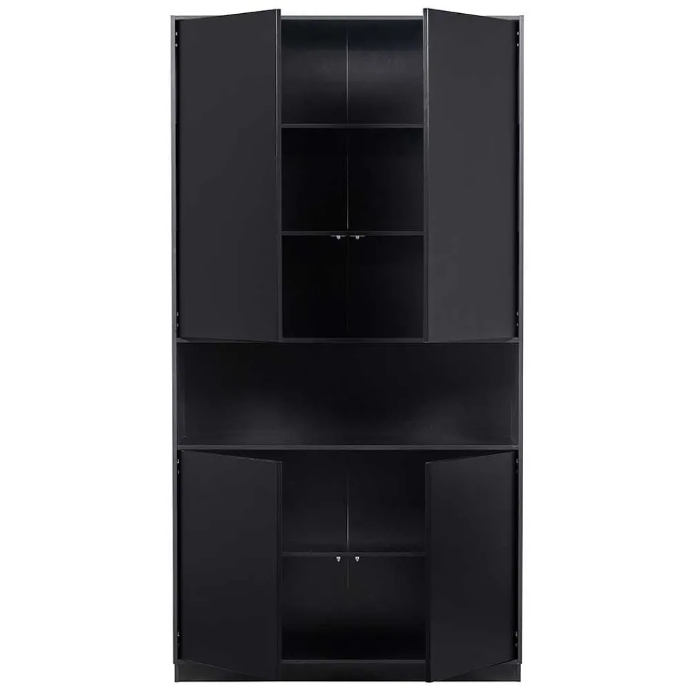 Wohnen Wohnwände<Moderne Schrankwand in Schwarz - Niwidus (fünfteilig)