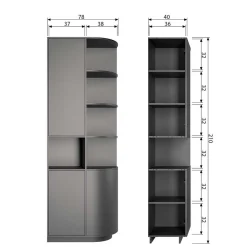 Wohnen Wohnwände<Moderne Schrankwand in Schwarz - Niwidus (fünfteilig)