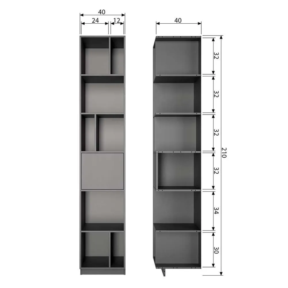 Wohnen Wohnwände<Moderne Schrankwand in Schwarz - Niwidus (fünfteilig)