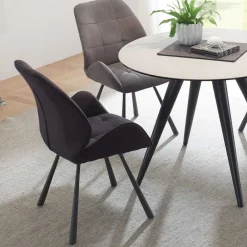 Wohnen Stühle<Moderne Stühle in Grau Schwarz - Plovema (2er Set)