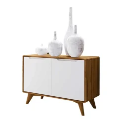 Wohnen Tv & Hifi-Möbel|Lowboards<Moderne 2-türige Kommode in Weiß & Wildeiche - Diesta
