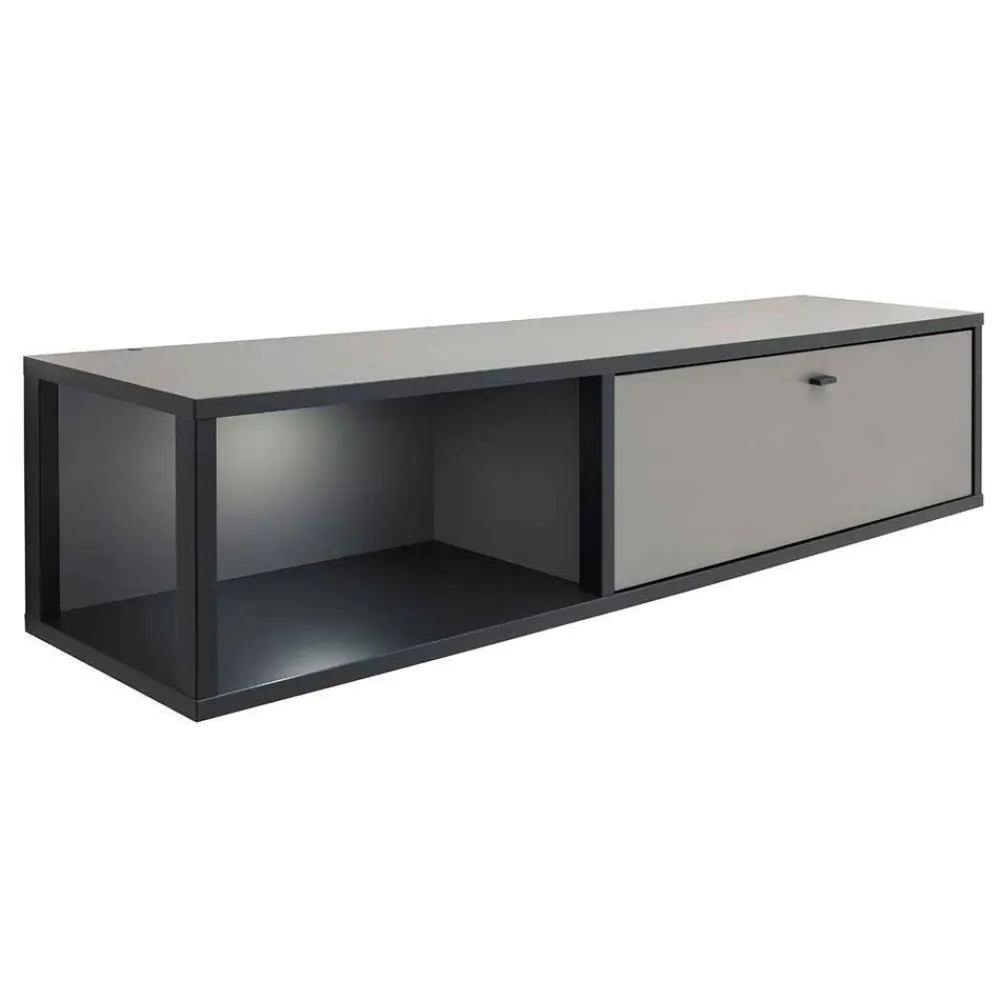 Wohnen Wohnwände<Moderne TV Anbauwand in Grau - Ridona (zweiteilig)